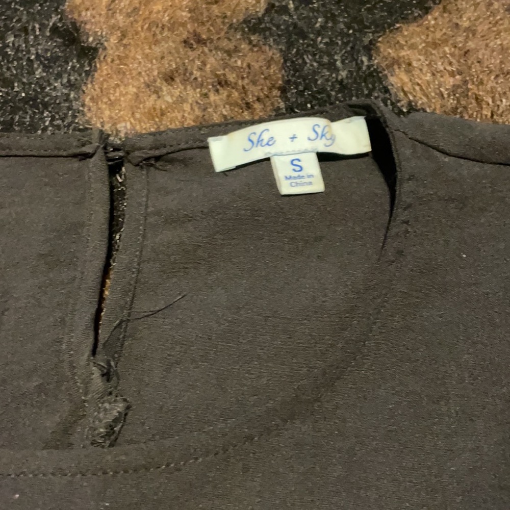 She + Sky Basic Black Blouse Small - image 3